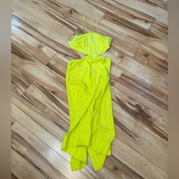 Farm Rio Mostera Embroidered Cut Out Linen Blend Midi Dress - Picture 2 of 9